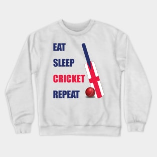 Eat Sleep Cricket Repeat England Flag Cricket Bat Crewneck Sweatshirt